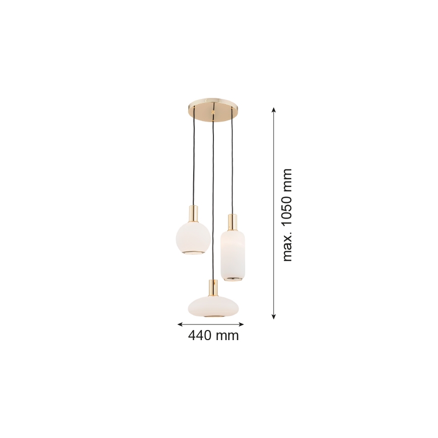 Argon 1489 - Kattokruunu johdossa SAGUNTO 3xE27/15W/230V messinki