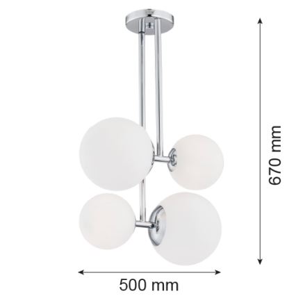 Argon 1646 - Kattokruunu tangossa ASPEN 4xE27/15W/230V kiiltävä kromi