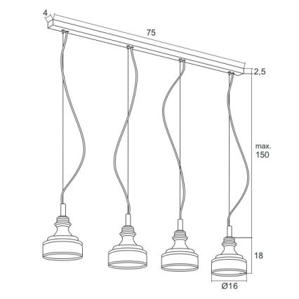 Argon 1650 - LED-kattokruunu narussa TULUZA 4xLED/5W/230V