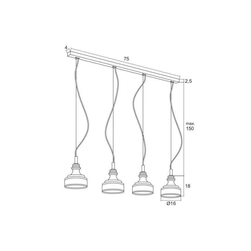 Argon 1650 - LED-kattokruunu narussa TULUZA 4xLED/5W/230V