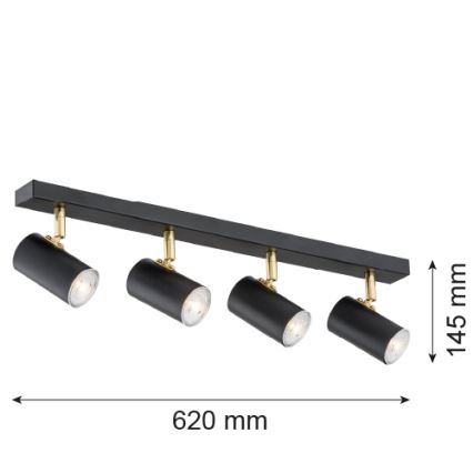 Argon 1690 - Kohdevalo LAGOS 4xGU10/5W/230V musta/messinki