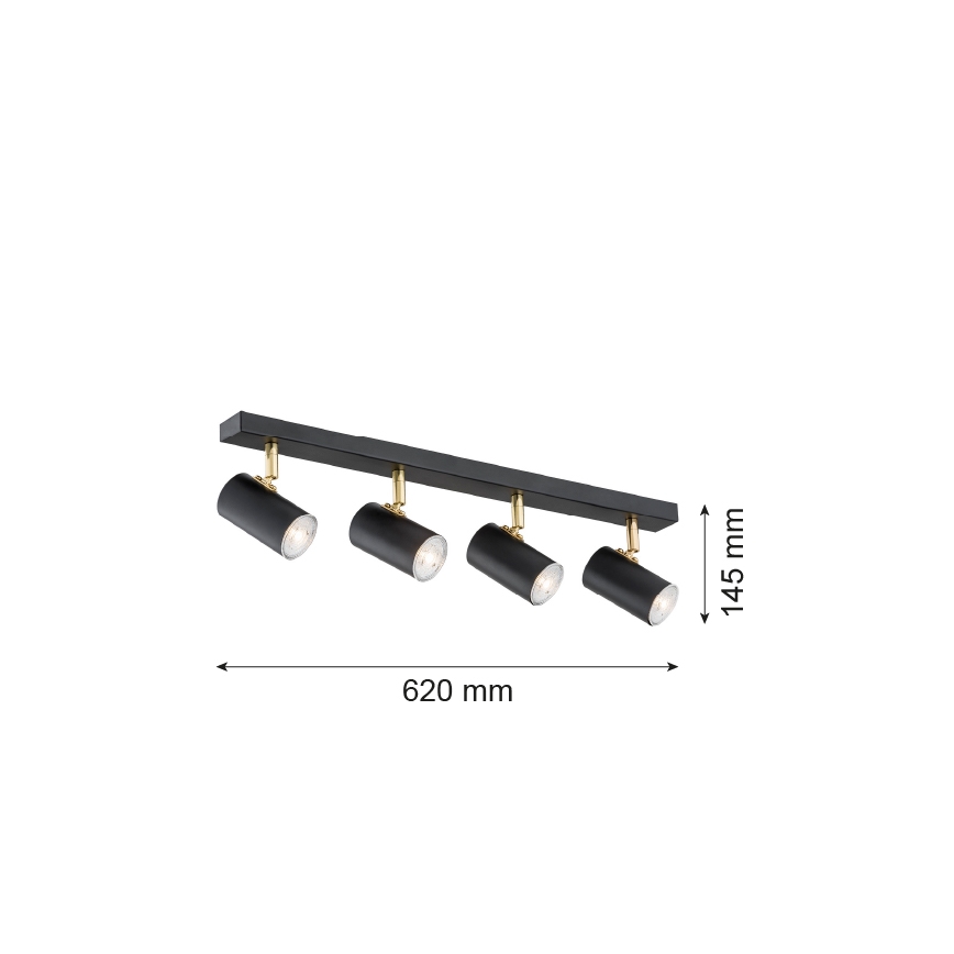 Argon 1690 - Kohdevalo LAGOS 4xGU10/5W/230V musta/messinki