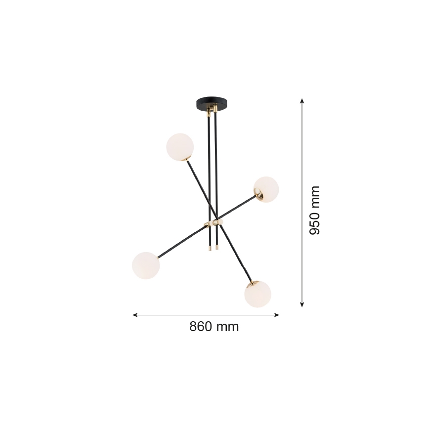 Argon 1696 - Riippukattokruunu ABSTRACT 4xE14/7W/230V musta
