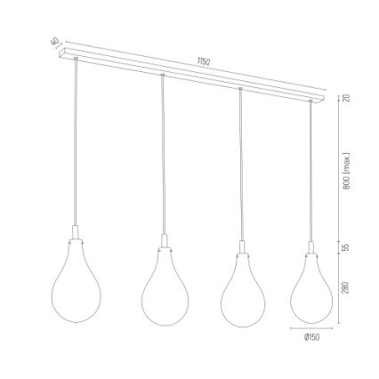 Argon 1740 - Kattokruunu johdossa OAKLAND 4xG9/6W/230V
