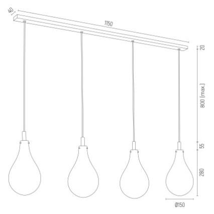 Argon 1741 - Kattokruunu johdossa OAKLAND 4xG9/6W/230V