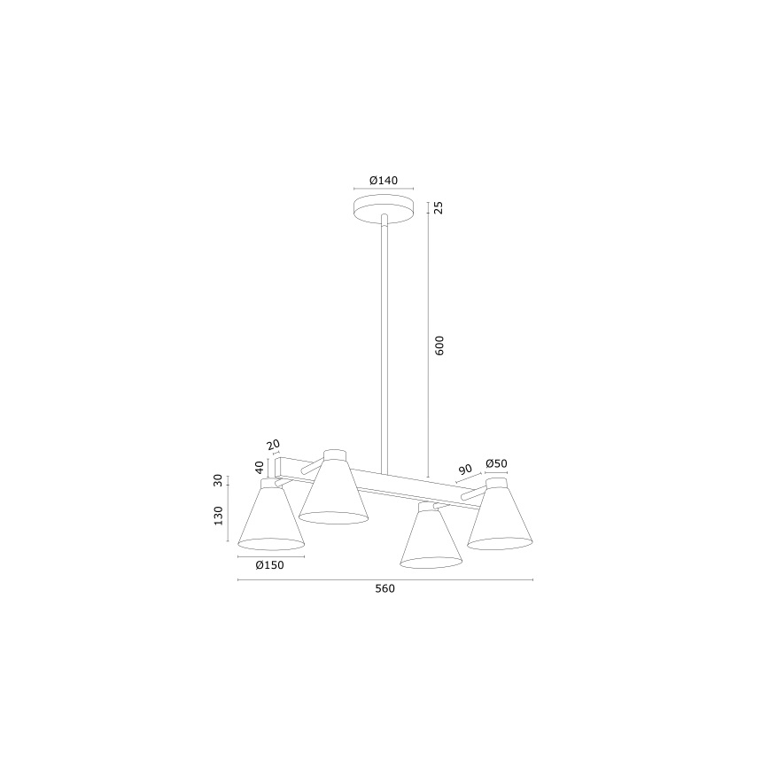 Argon 1774 - Kattovalaisin AVALONE 4xE27/15W/230V musta/kulta