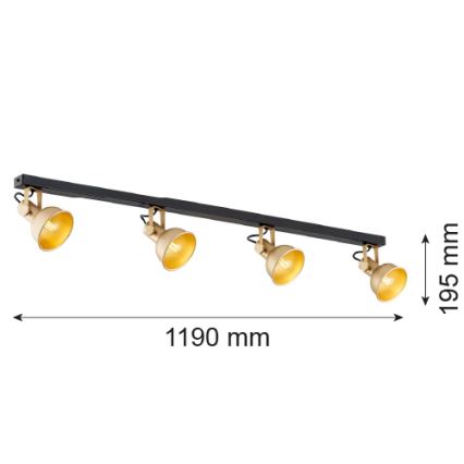 Argon 1801 - Kohdevalo LENORA 4xE14/7W/230V kulta/musta