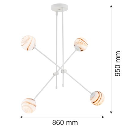 Argon 1841 - Riippukattokruunu ABSOS 4xE14/7W/230V alabasteri valkoinen