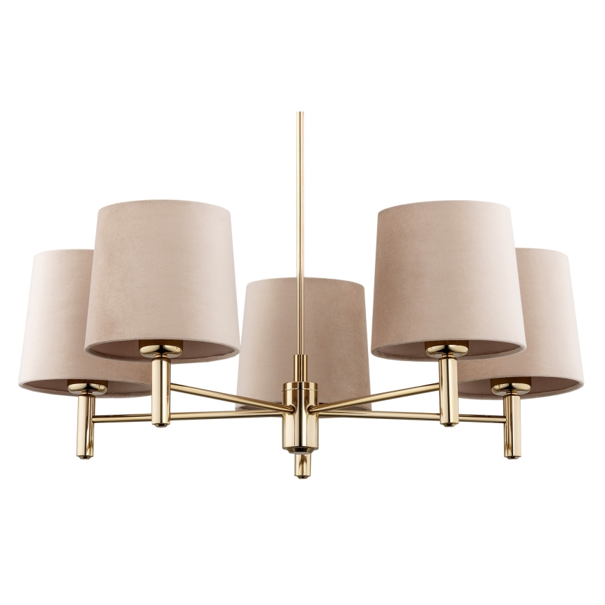 Argon 2105 - Kattokruunu tangossa PONTE 5xE27/15W/230V messinki/beige