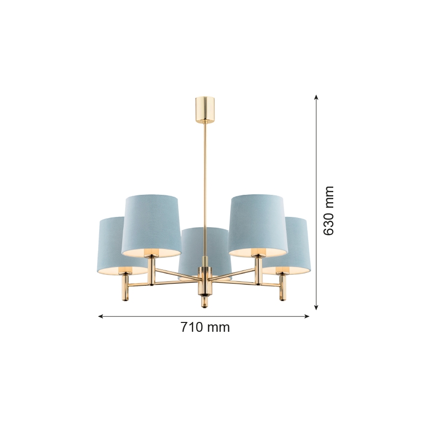 Argon 2106 - Kattokruunu tangossa PONTE 5xE27/15W/230V messinki/kermainen