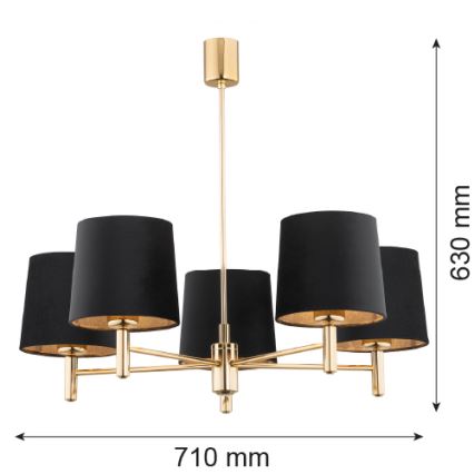 Argon 2107 - Kattokruunu tangossa PONTE 5xE27/15W/230V messinki/musta