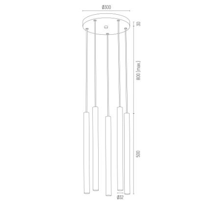 Argon 2109 - LED-kattokruunu johdossa SICILIA 5xLED/4,5W/230V