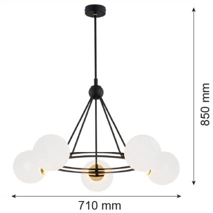 Argon 2119 - Kattovalaisin AMALFI 5xE27/15W/230V musta/valkoinen