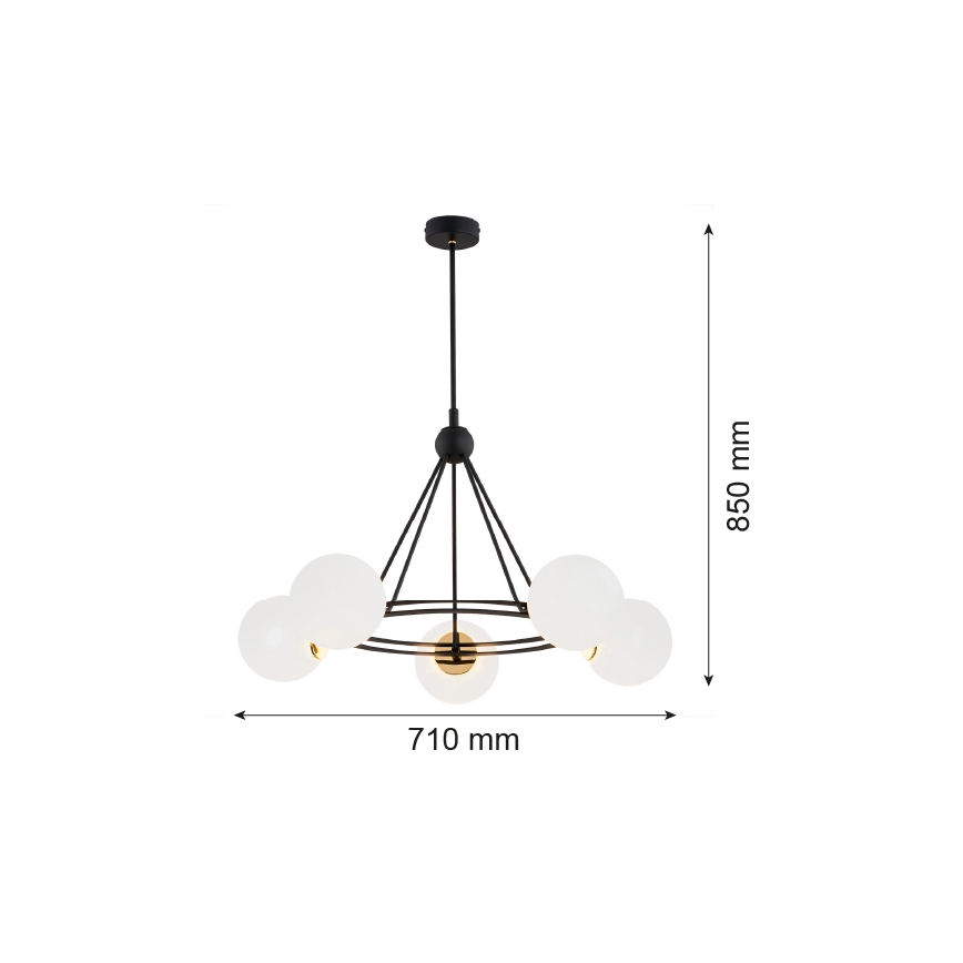 Argon 2119 - Kattovalaisin AMALFI 5xE27/15W/230V musta/valkoinen