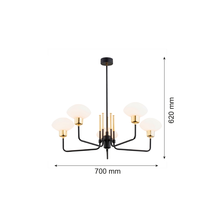 Argon 2128 - Kattokruunu RAVELLO 5xE14/15W/230V musta/kulta