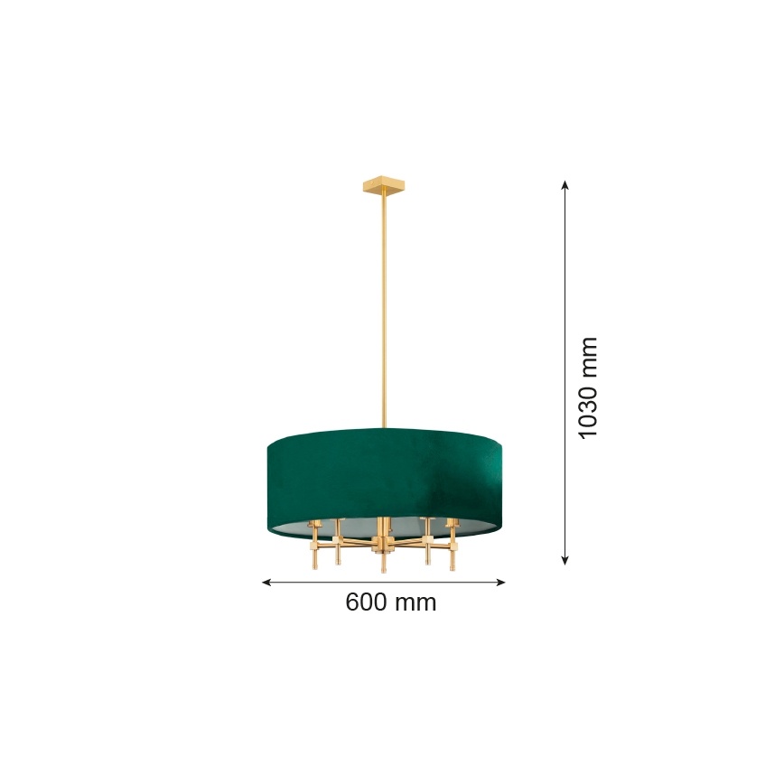Argon 2146 - Kattokruunu pylväässä ABBANO 5xE14/7W/230V messinki/vihreä