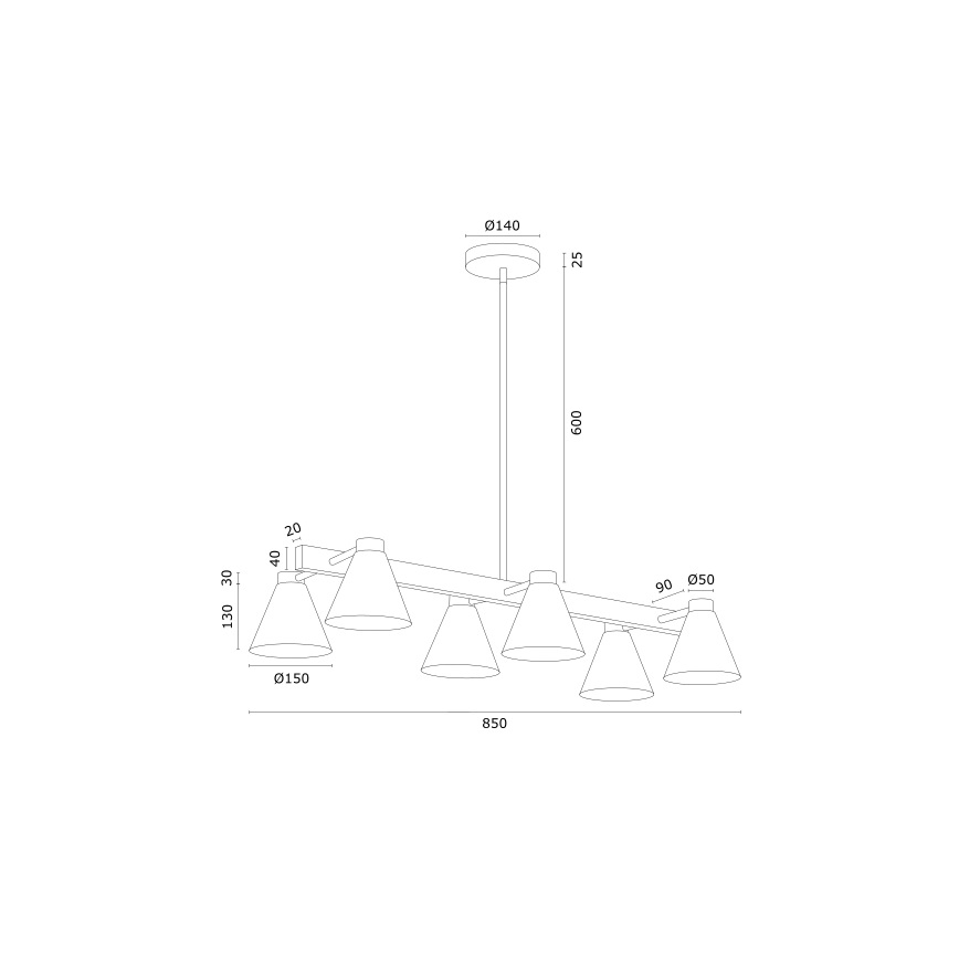 Argon 2552 - Kattovalaisin AVALONE 6xE27/15W/230V musta/kulta