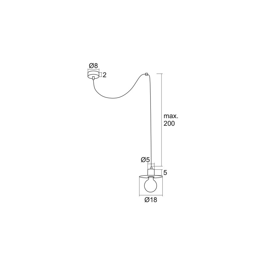 Argon 3834 - Kattokruunu johdossa CORSO 1xE27/15W/230V valkoinen