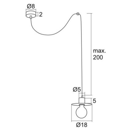 Argon 3835 - Kattokruunu johdossa CORSO 1xE27/15W/230V musta