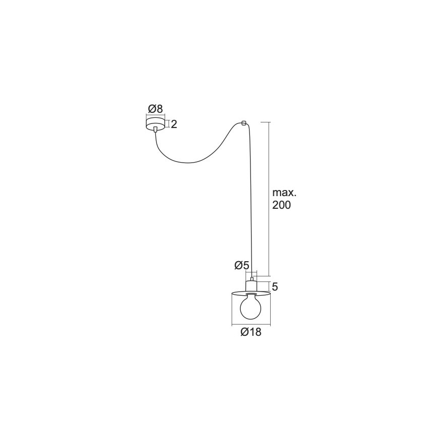 Argon 3835 - Kattokruunu johdossa CORSO 1xE27/15W/230V musta