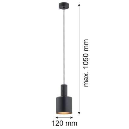 Argon 4219 - Kattokruunu johdossa SINES 1xE27/15W/230V d. 12 cm musta