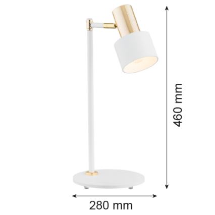 Argon 4256 - Pöytävalaisin DORIA 1xE27/15W/230V valkoinen/messinki