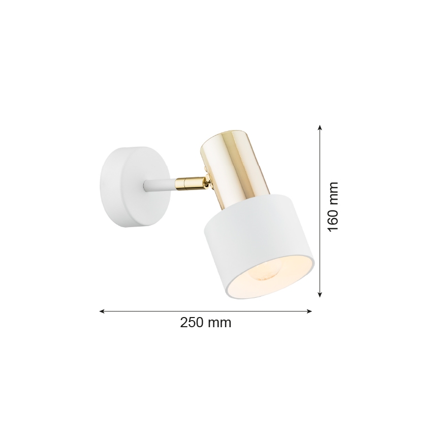 Argon 4264 - Seinävalaisin DORIA 1xE27/15W/230V valkoinen/messinki