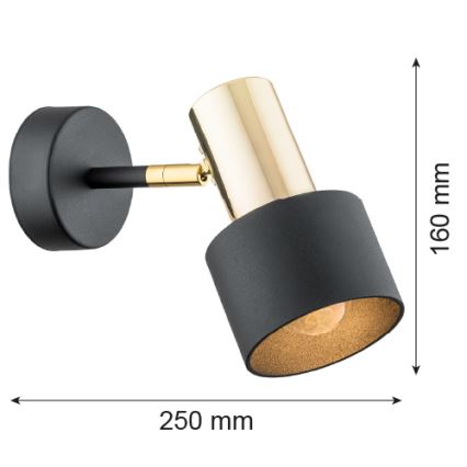Argon 4265 - Seinävalaisin DORIA 1xE27/15W/230V musta/messinki