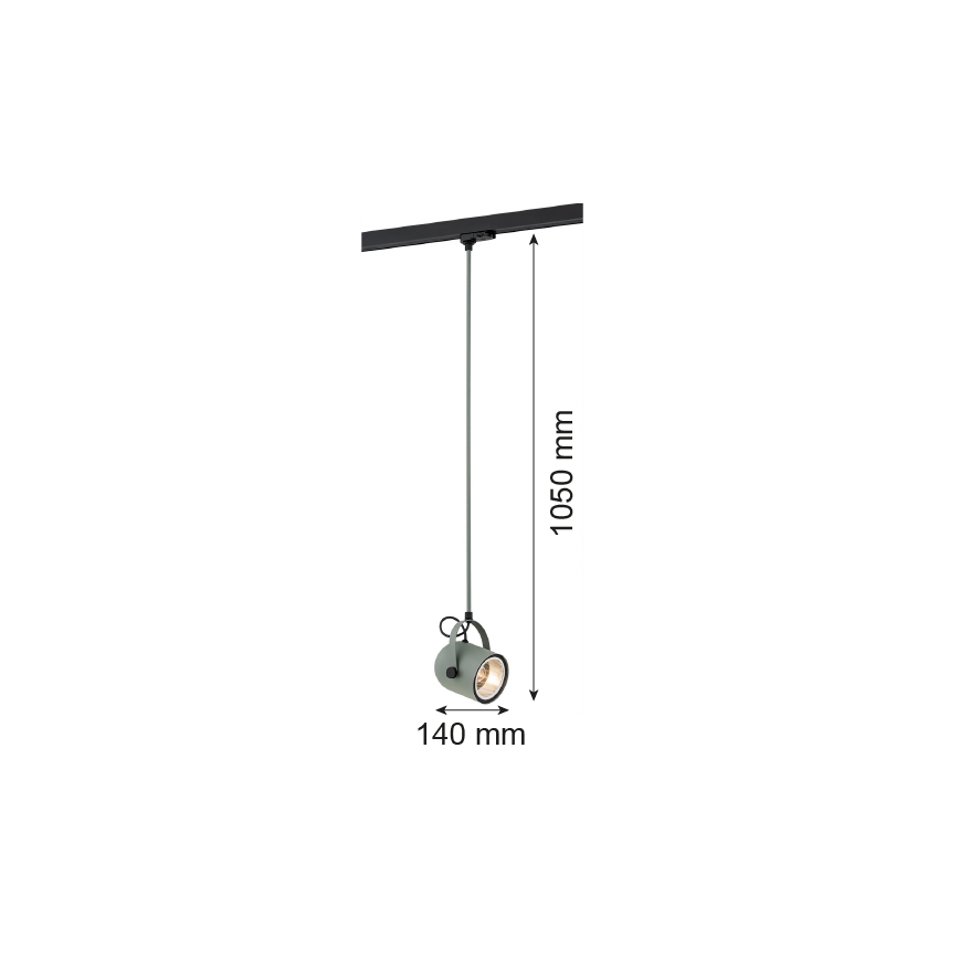 Argon 4313 - Kattokruunu kiskojärjestelmään NET 1xE27/15W/230V vihreä