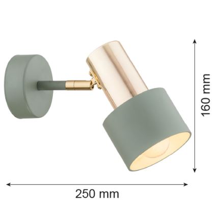 Argon 4315 - Seinävalaisin DORIA 1xE27/15W/230V vihreä/messinki