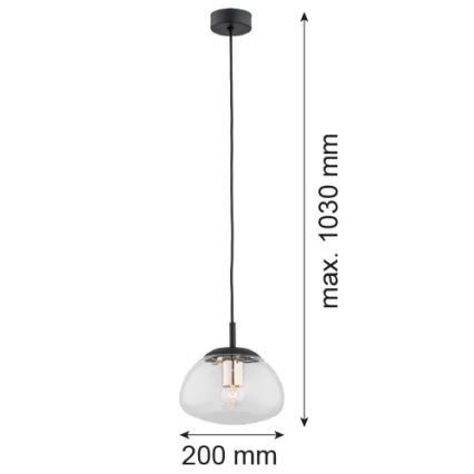 Argon 4331 - Kattokruunu johdossa TRINI 1xE27/15W/230V d. 20 cm musta