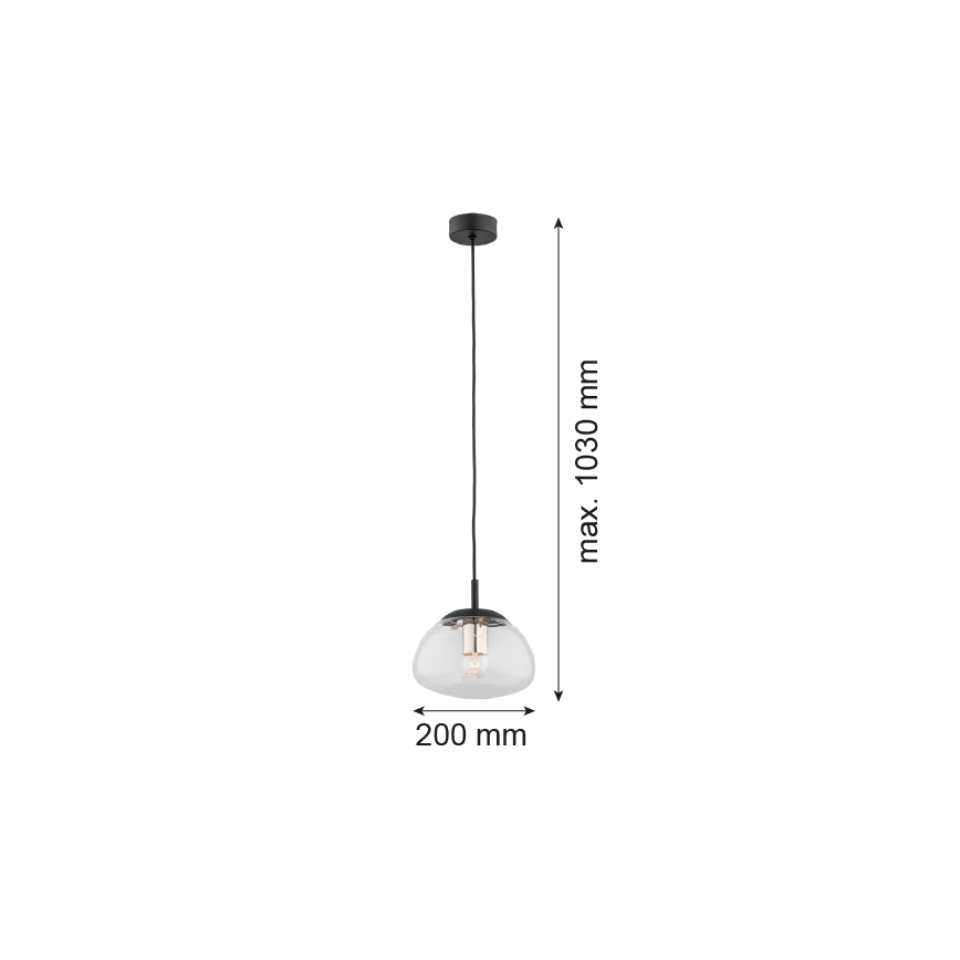 Argon 4331 - Kattokruunu johdossa TRINI 1xE27/15W/230V d. 20 cm musta