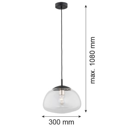 Argon 4332 - Kattokruunu narulla TRINI 1xE27/15W/230V halkaisija 30 cm musta