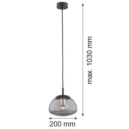 Argon 4333 - Kattokruunu johdossa TRINI 1xE27/15W/230V d. 20 cm musta