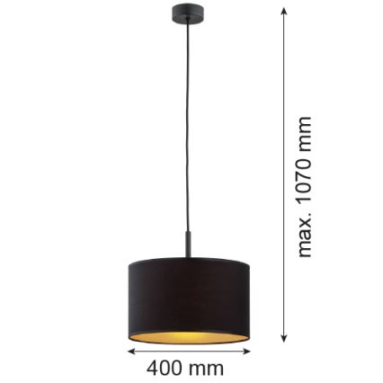 Argon 4341 - Kattokruunu johdossa KARIN 1xE27/15W/230V musta/kulta