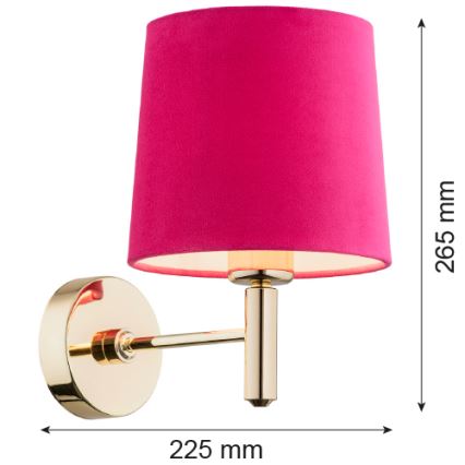 Argon 4349 - Seinävalaisin PONTE 1xE27/15W/230V vaaleanpunainen/messinki