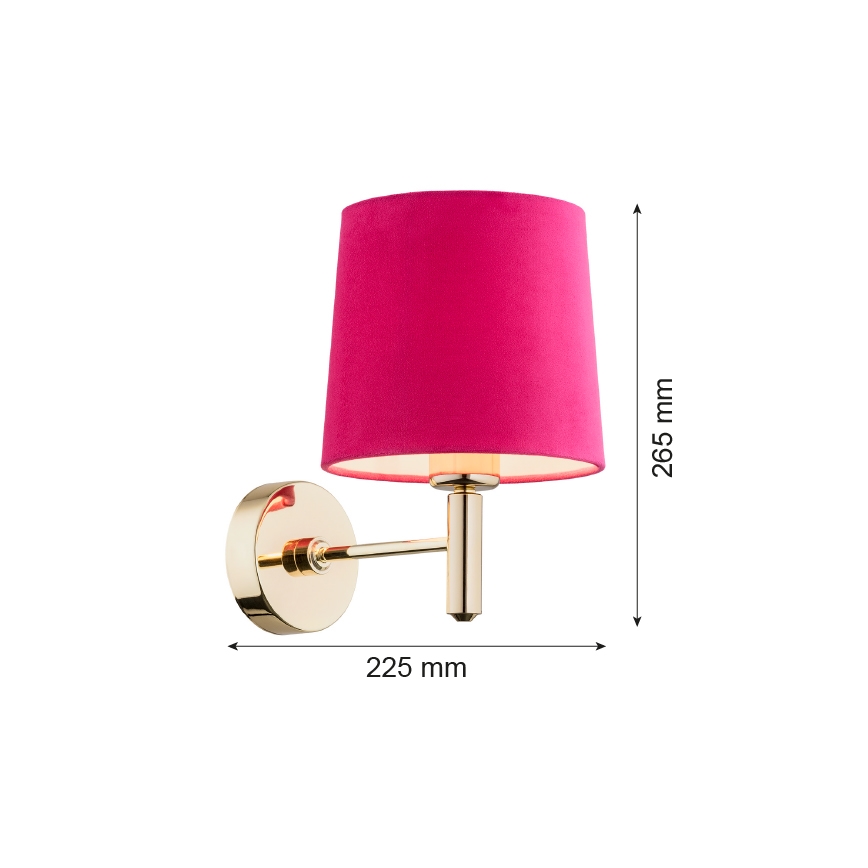 Argon 4349 - Seinävalaisin PONTE 1xE27/15W/230V vaaleanpunainen/messinki