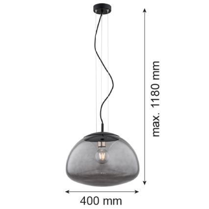 Argon 4350 - Kattokruunu johdossa TRINI 1xE27/15W/230V d. 40 cm musta