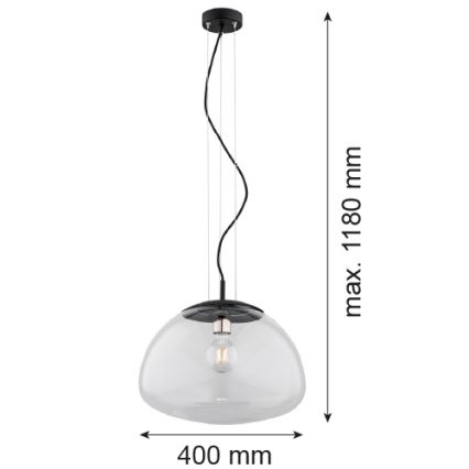 Argon 4351 - Kattokruunu narulla TRINI 1xE27/15W/230V halkaisija 40 cm musta