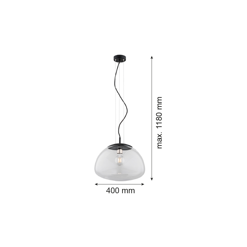 Argon 4351 - Kattokruunu narulla TRINI 1xE27/15W/230V halkaisija 40 cm musta