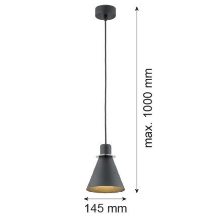 Argon 4688 - Kattokruunu johdossa BEVERLY 1xE27/15W/230V musta/kiiltävä kromi