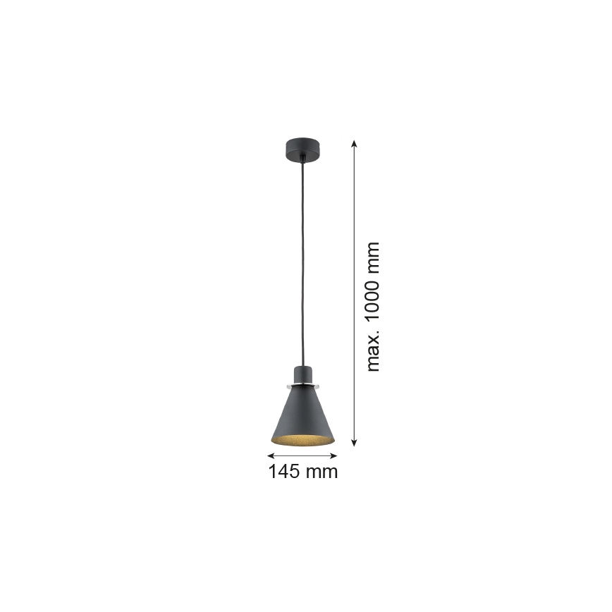 Argon 4688 - Kattokruunu johdossa BEVERLY 1xE27/15W/230V musta/kiiltävä kromi