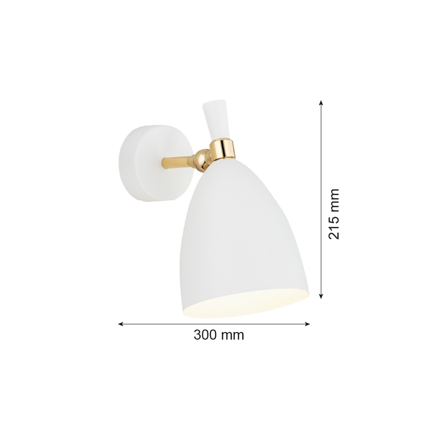 Argon 4699 - Seinävalo CHARLOTTE 1xE27/15W/230V valkoinen/kulta