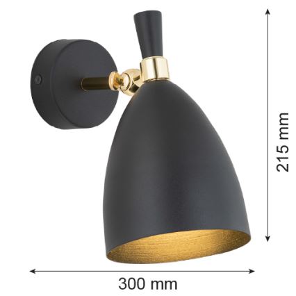 Argon 4701 - Seinävalo CHARLOTTE 1xE27/15W/230V musta/kulta