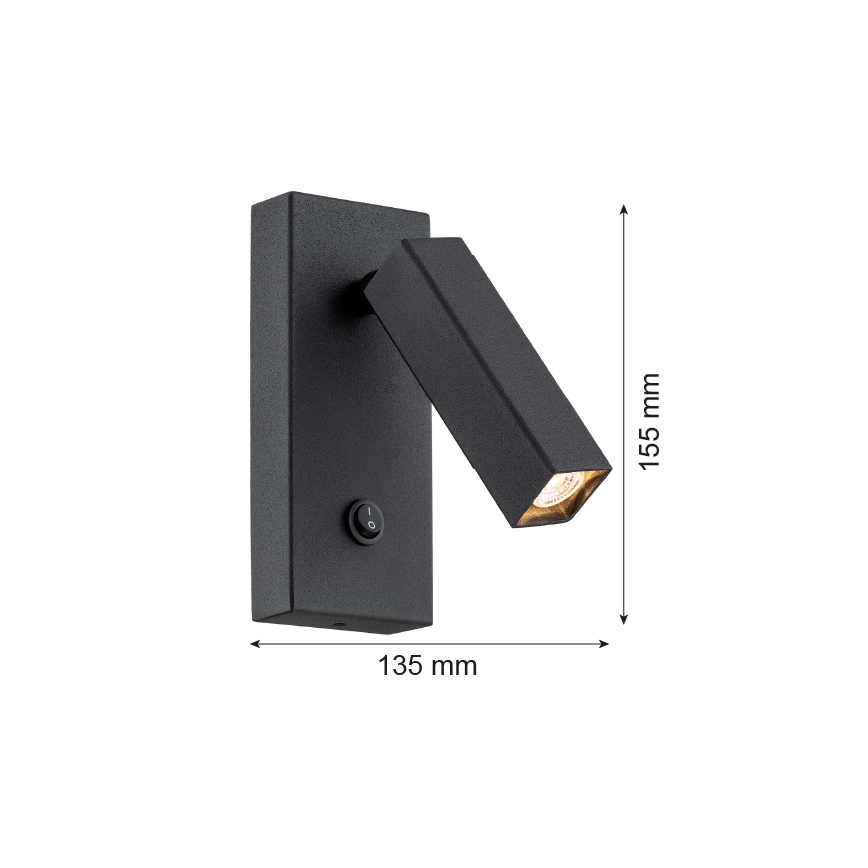 Argon 4723 - Seinävalaisin ROCK 1xG9/6W/230V musta