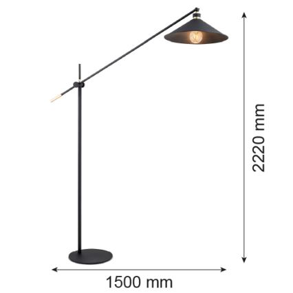 Argon 4732 - Lattialamppu NASHVILLE 1xE27/15W/230V musta