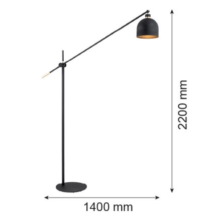 Argon 4735 - Lattialamppu DETROIT 1xE27/15W/230V musta