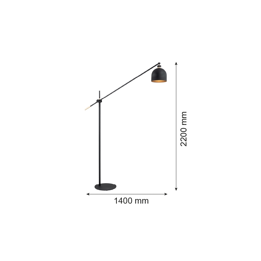Argon 4735 - Lattialamppu DETROIT 1xE27/15W/230V musta