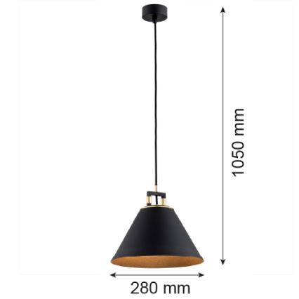 Argon 4915 - Kattokruunu johdossa ORTE 1xE27/15W/230V musta