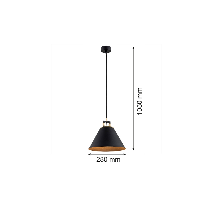 Argon 4915 - Kattokruunu johdossa ORTE 1xE27/15W/230V musta